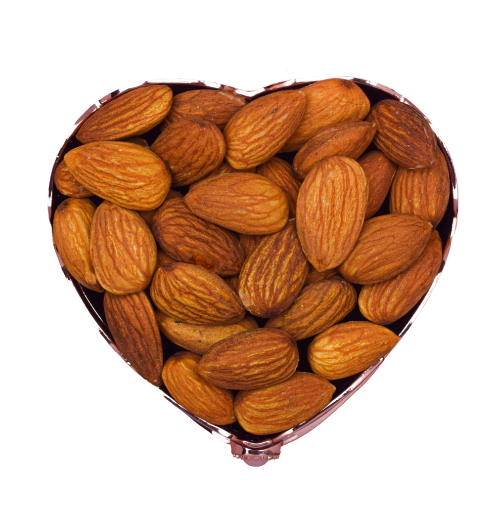 Almonds in Heart Shape Bowl Png