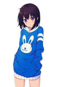 Anime Girl in Blue T-shirt Png