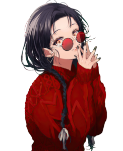 Stylish Anime Girl in Red Dress Png