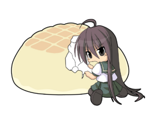 Chibi Anime Girl Eating Bread Png