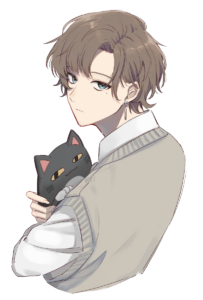Anime Boy with Cat PNG