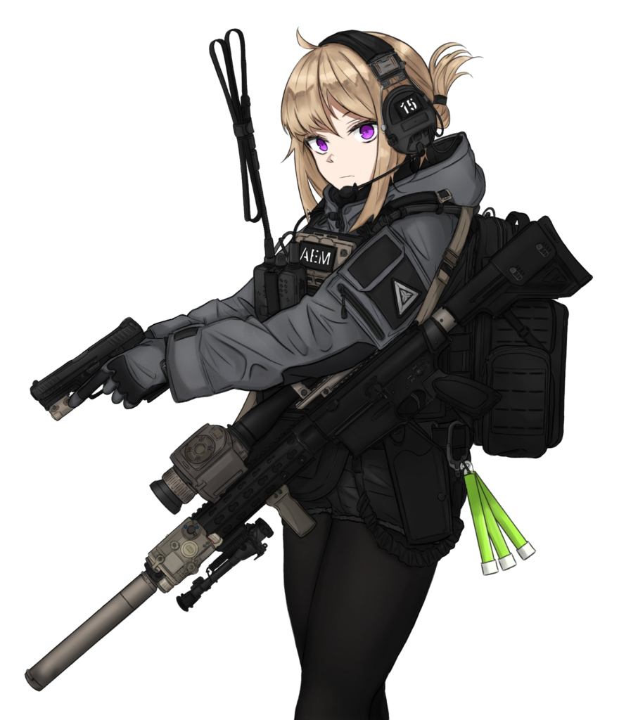 Anime Girl with Weapons Png
