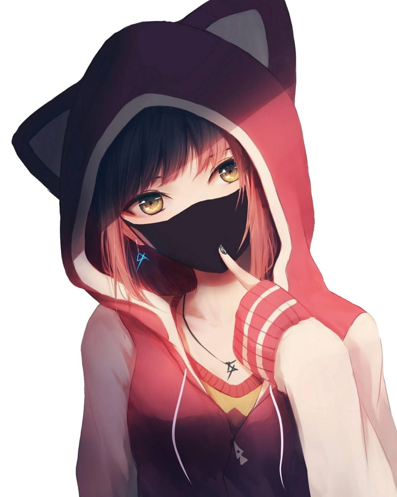 Anime Girl Wearing Hoodie and Mask Png