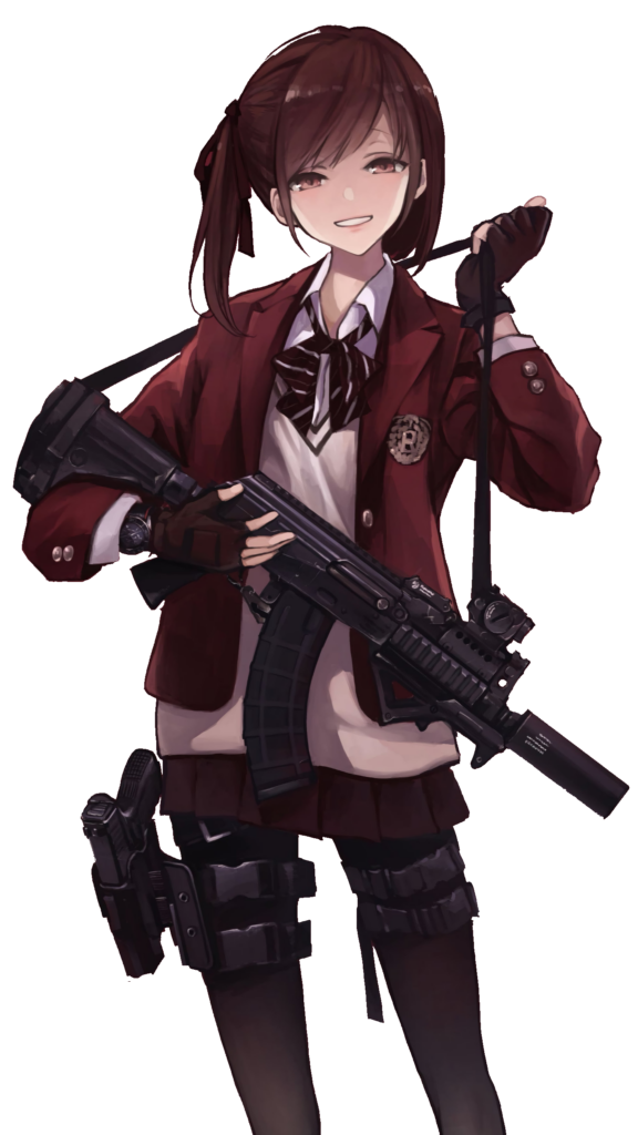 Anime Girl with Weapon Png