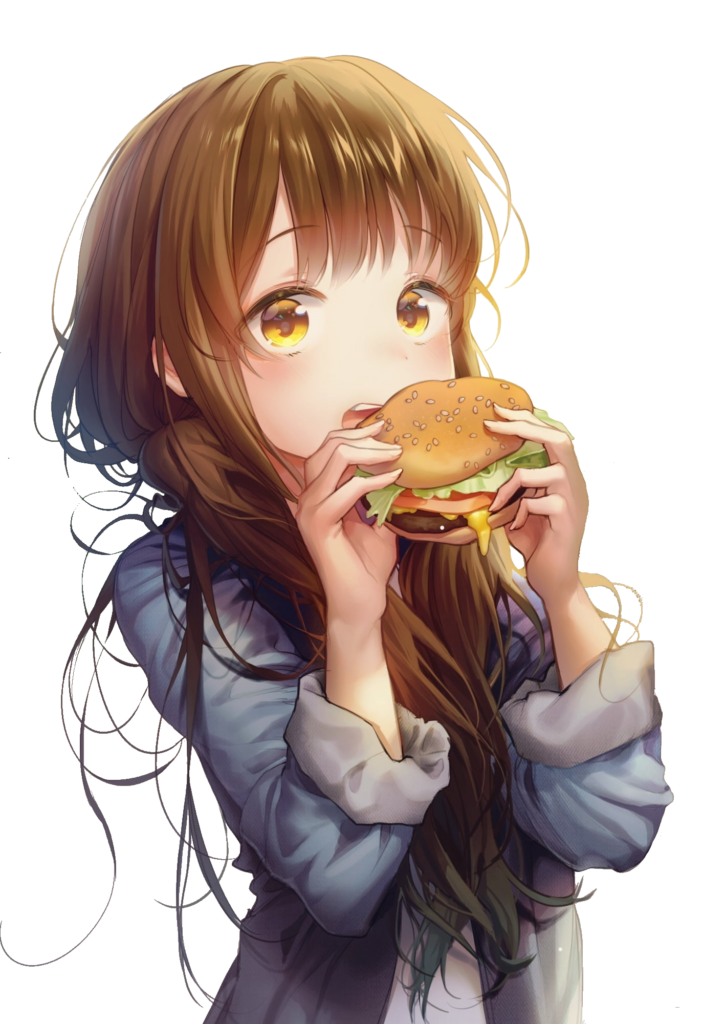 Anime Girl Eating Burger Png