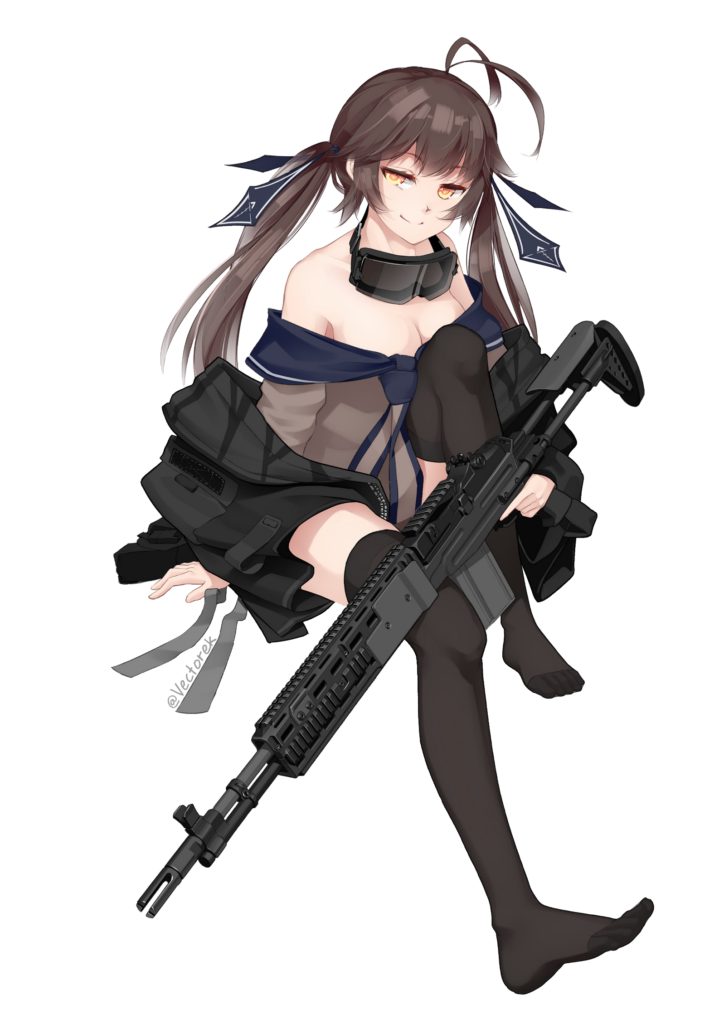 Anime Girl with Gun Weapon Png