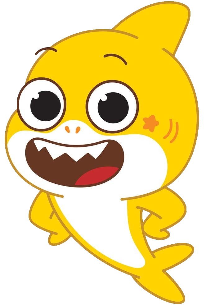 Cute Yellow Baby Shark cartoon PNG