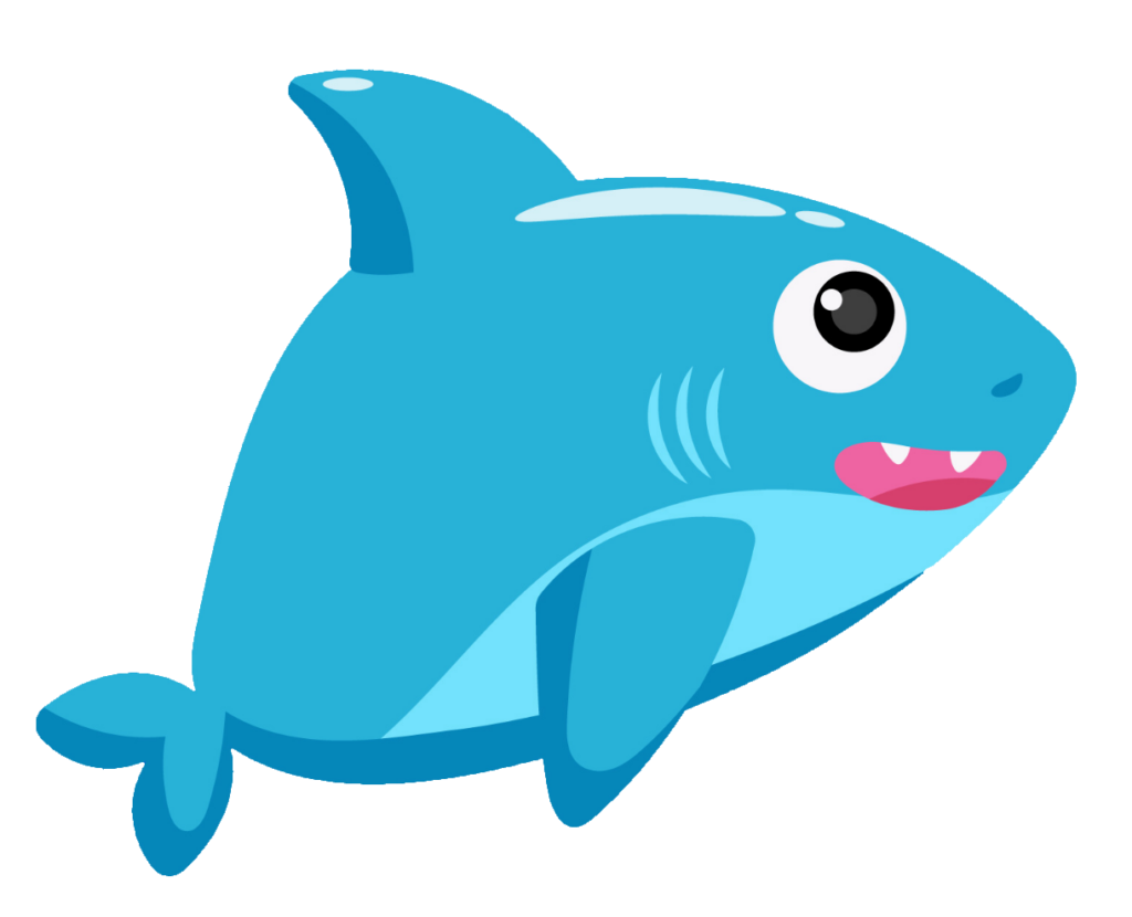 Cute Blue Baby Shark Clipart PNG