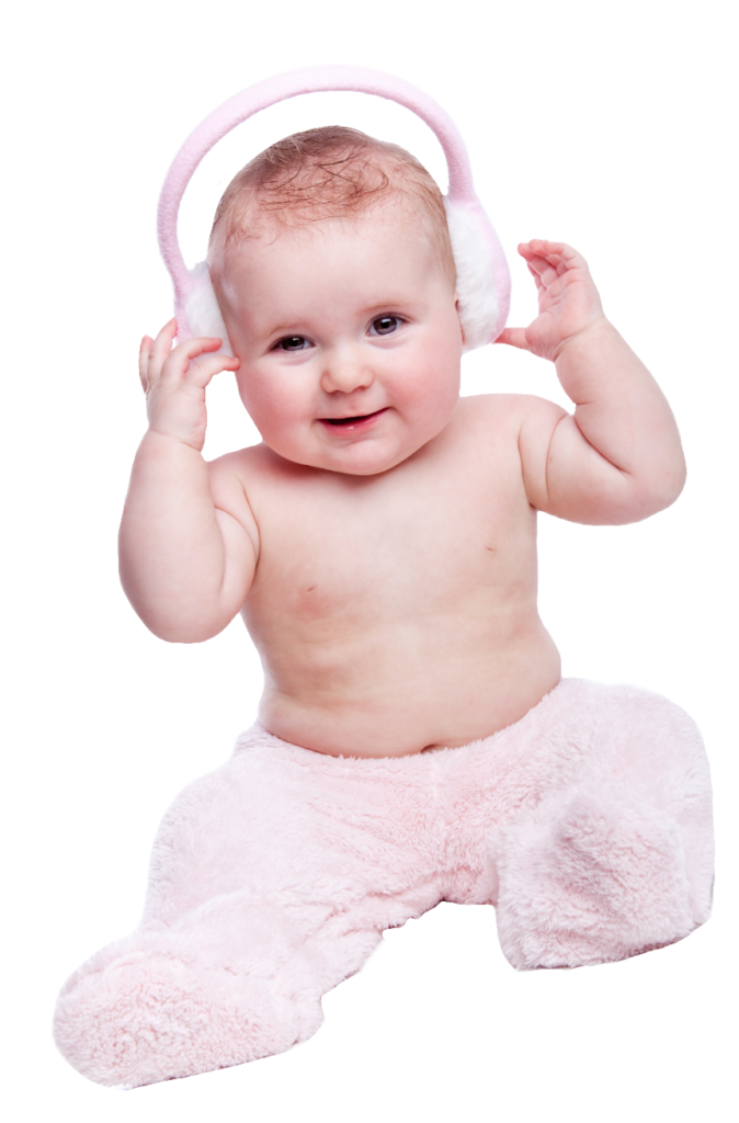 Cute Baby with Headphones Png