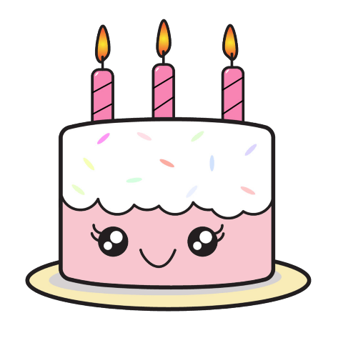 Retro Cartoon Birthday Cake PNG Design