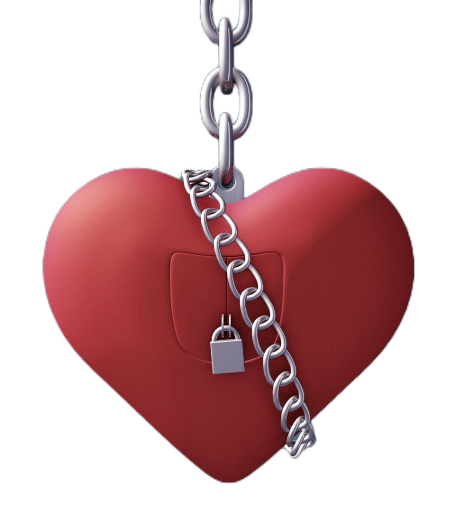 Animated Red Locked Heart with Chain Png