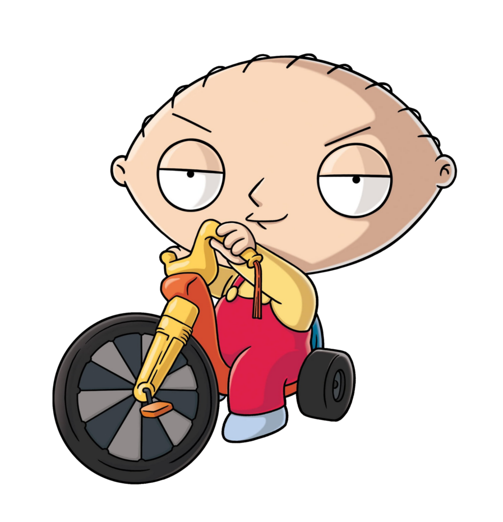 Family Guy Character Stewie Griffin on bicycle PNG