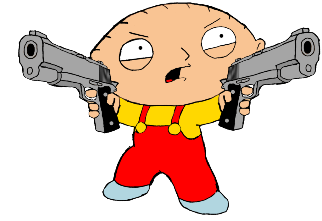 Family Guy Character Stewie Griffin with Gun Weapon PNG