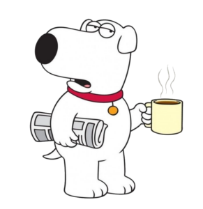 Family Guy Brian Griffin Holding Coffee and Newspaper PNG