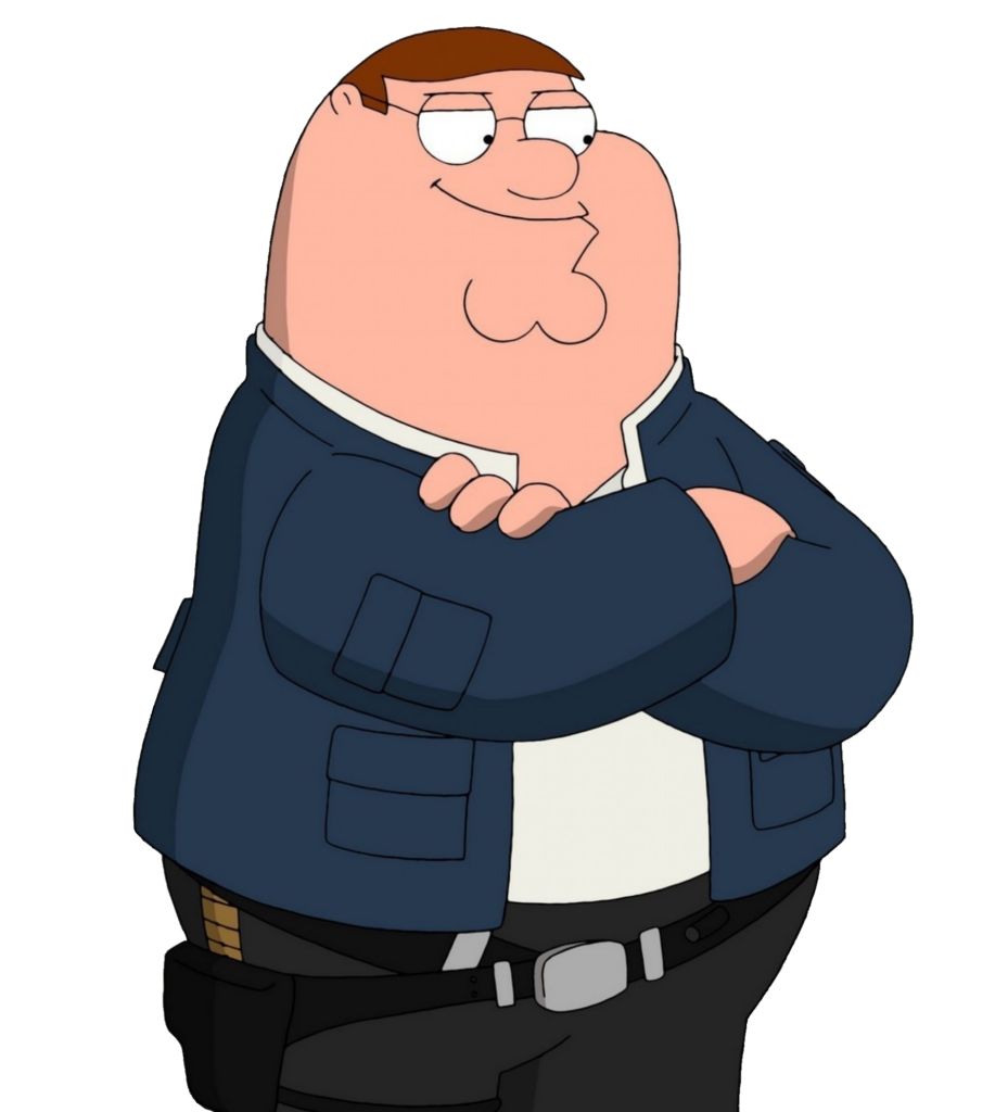 Family Guy Character Peter Griffin in Police Uniform PNG