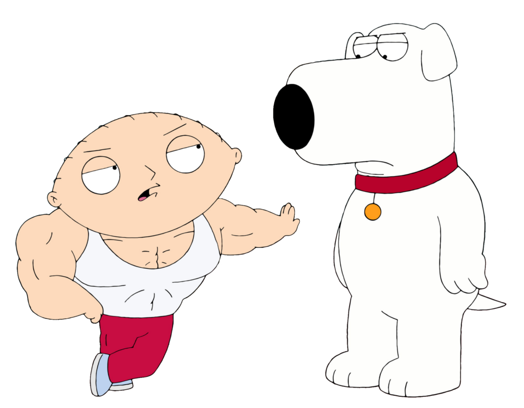 Family Guy Character Stewie Griffin with Dog PNG