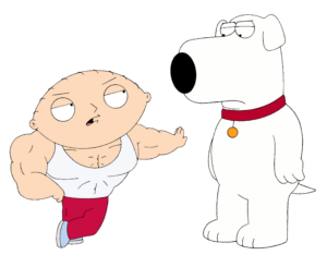 Family Guy Character Muscular Stewie Griffin with Brian Griffin PNG