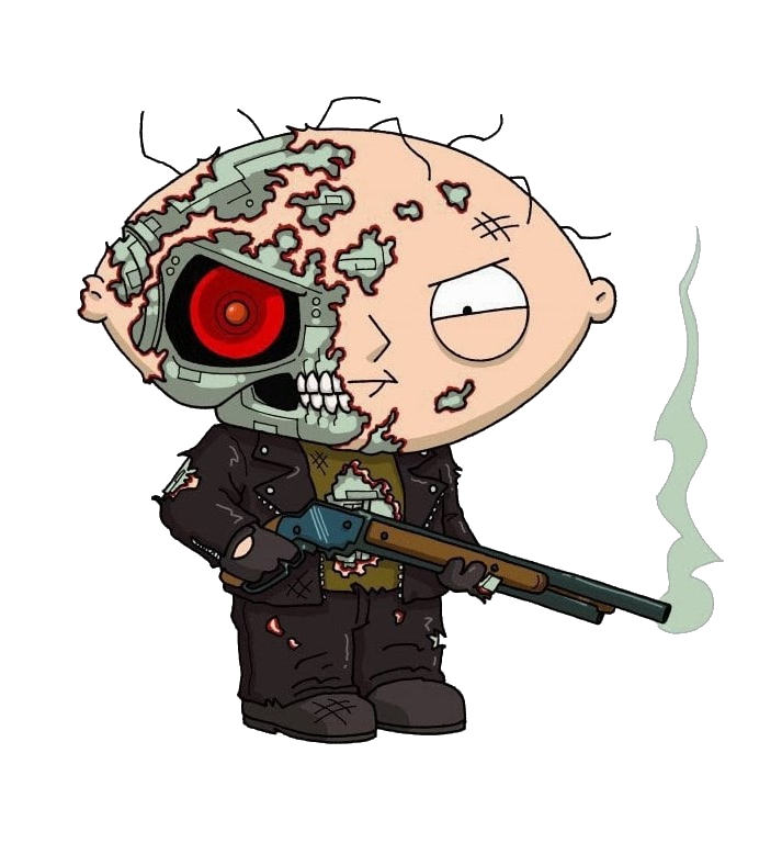 Animated Stewie Griffin with Weapon PNG