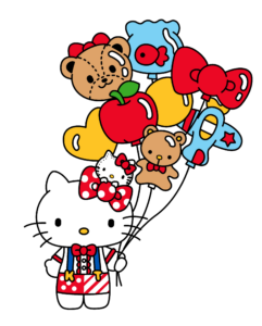 Hello Kitty with Flying Toys Shape Balloons Png
