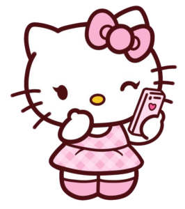 Pink Hello Kitty Using Phone Png