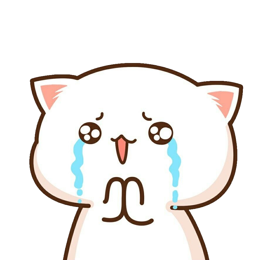 Cute Kawaii Cat Cry Sticker PNG