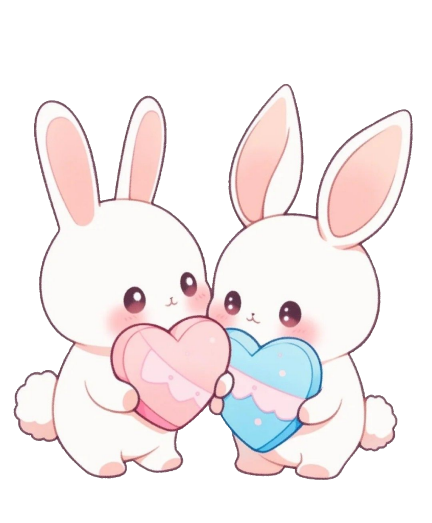 Kawaii Bunny Love PNG