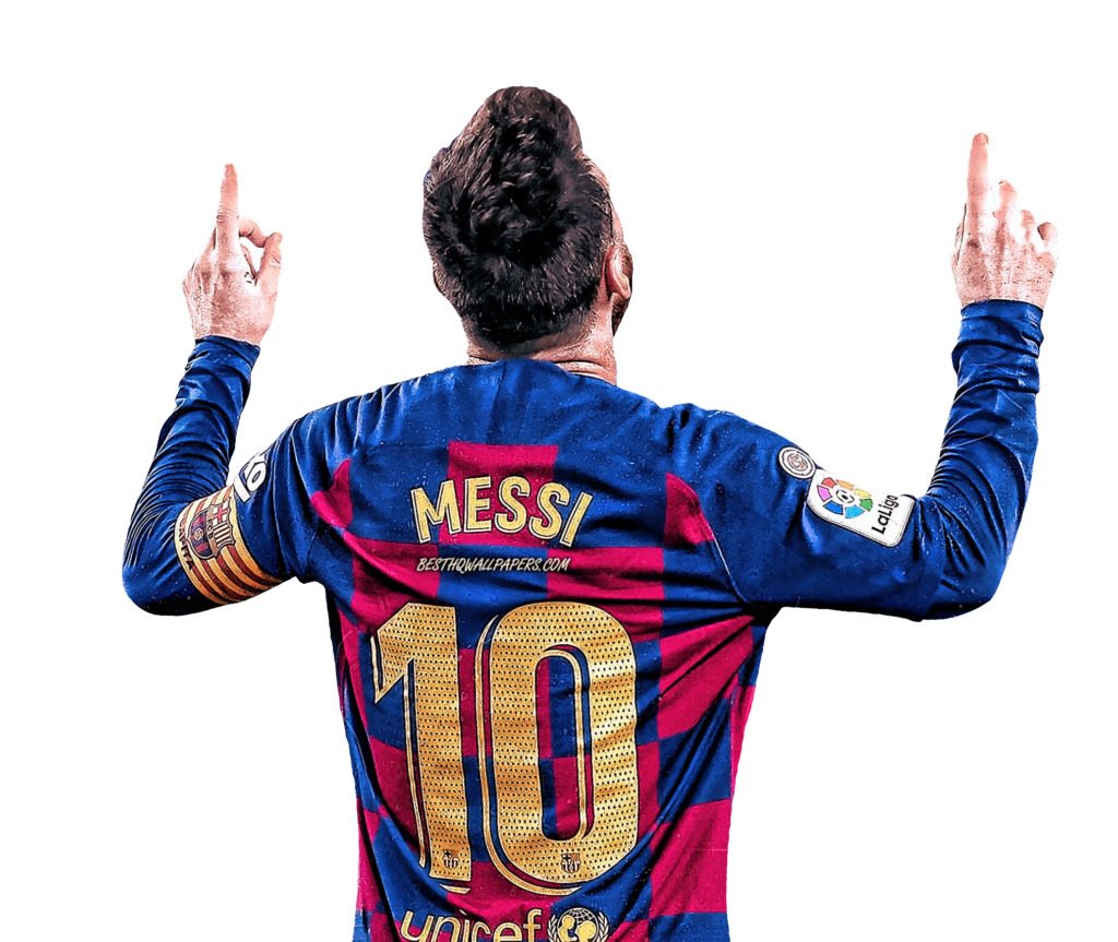 Lionel Messi Hands Up Back view Png