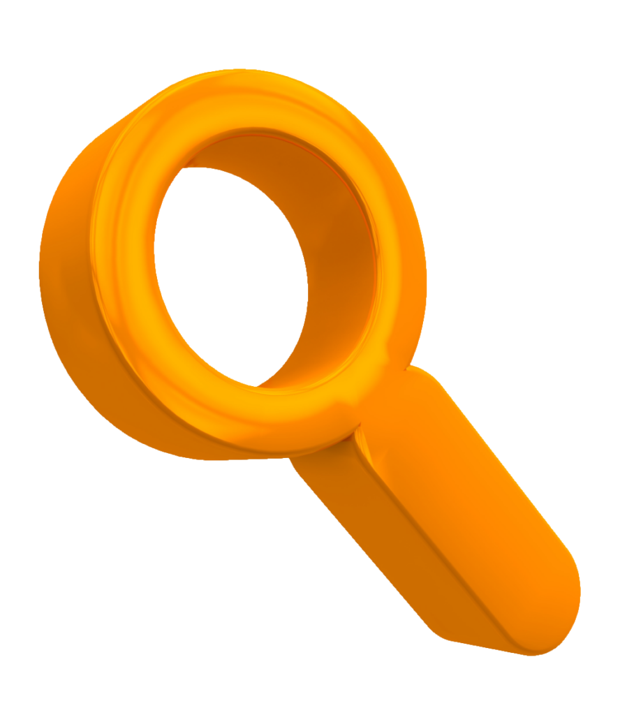 3D Orange Color Magnifying Glass Icon PNG
