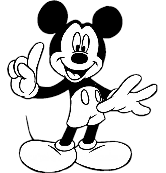 black and white Mickey Mouse Png