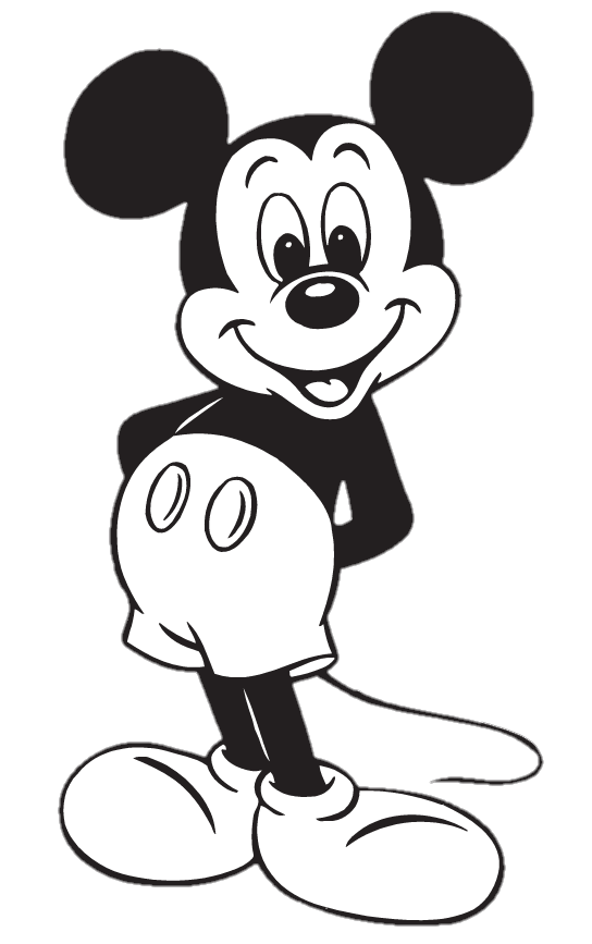 Black and White Mickey Mouse Png