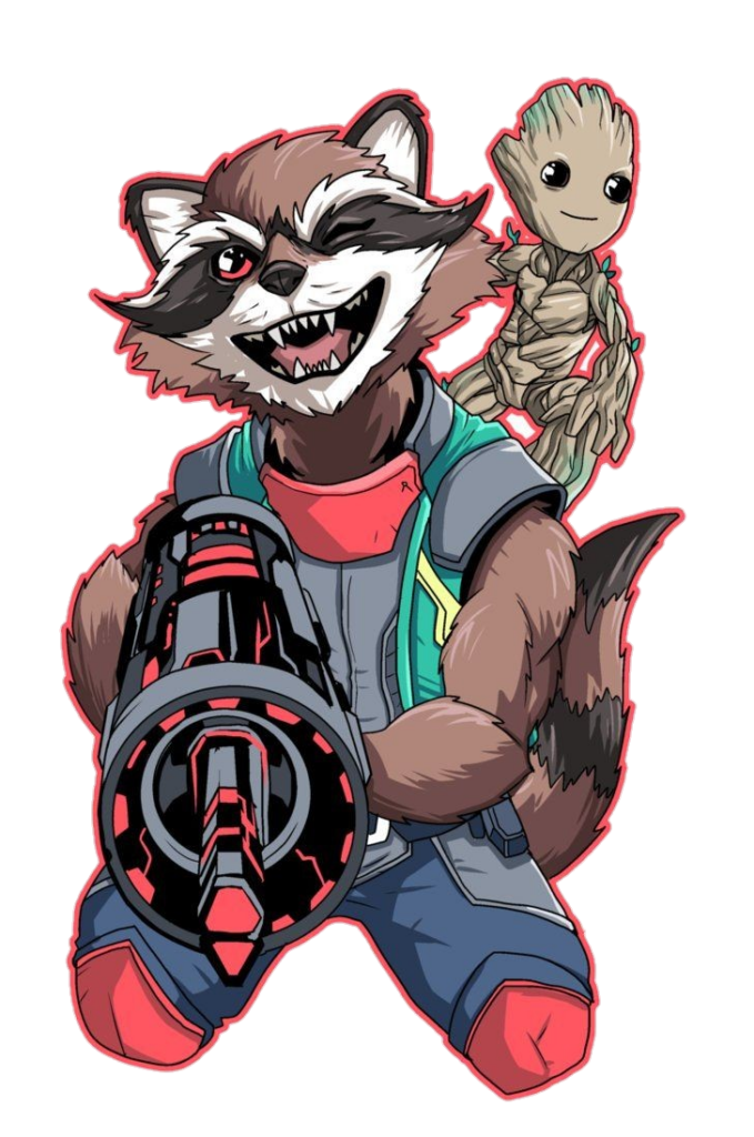 Rocket Raccoon with Groot Sticker Png