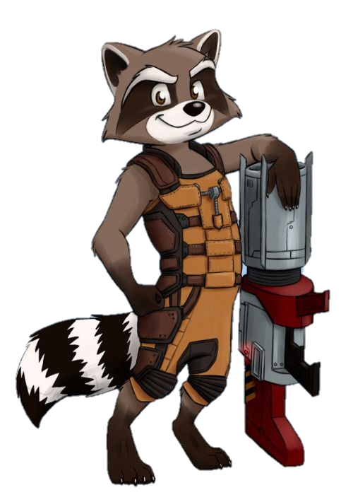 Rocket Raccoon with Weapon Png