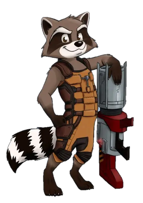 Rocket Raccoon with Weapon Png