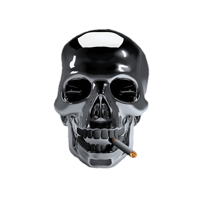 Skeleton Skull Png with Cigarette
