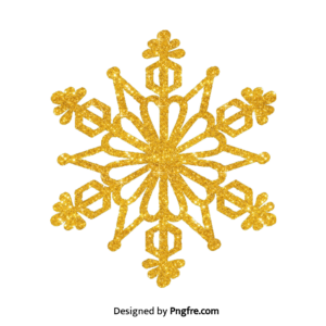 Golden Glitter Snowflake Png