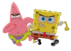 Angry SpongeBob and Patrick Star Running PNG