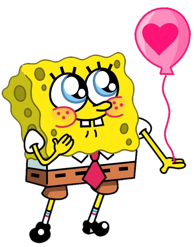 Cute SpongeBob with Heart Balloon PNG