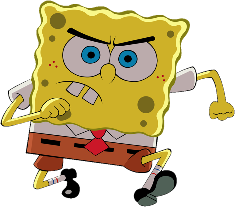 Angry SpongeBob Running PNG