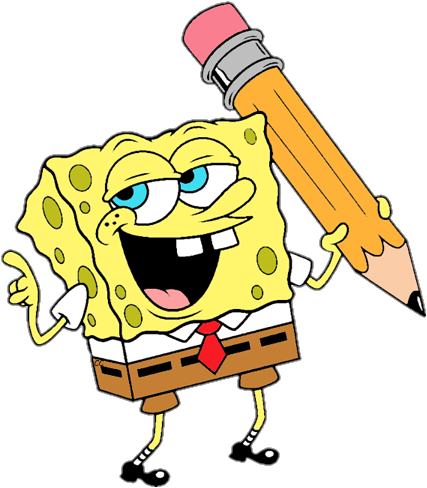 SpongeBob with Pencil Clipart PNG