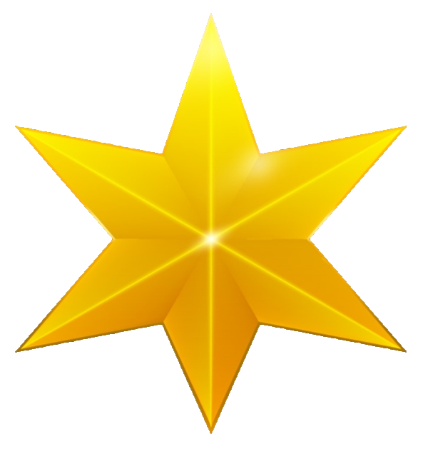 6 Point Yellow Star Vector PNG