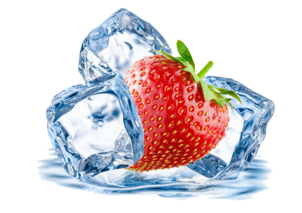 Strawberry with Ice Cubes Png