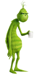 Sad Grinch with Coffee PNG