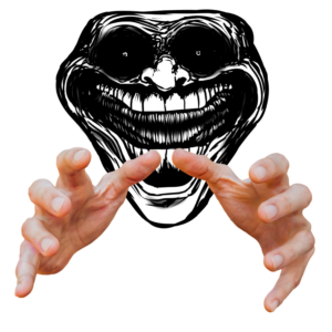 Scary Troll Face wit Hands PNG