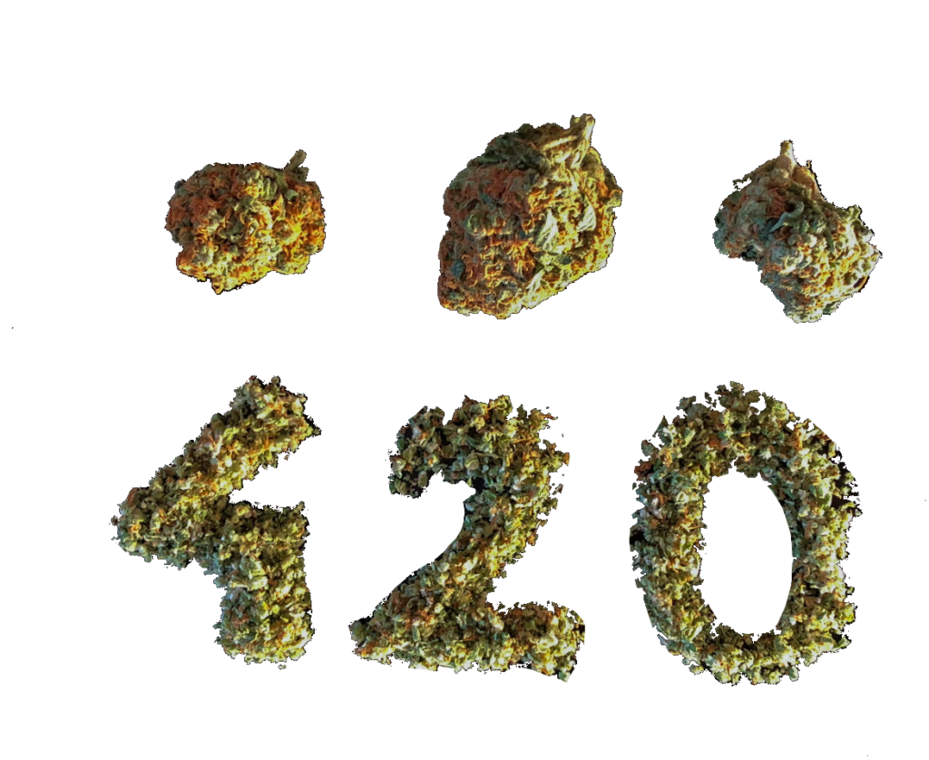 Writing 420 with the help of Cannabis Png