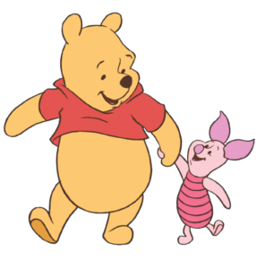 Winnie the Pooh Bear walking with Piglet Png