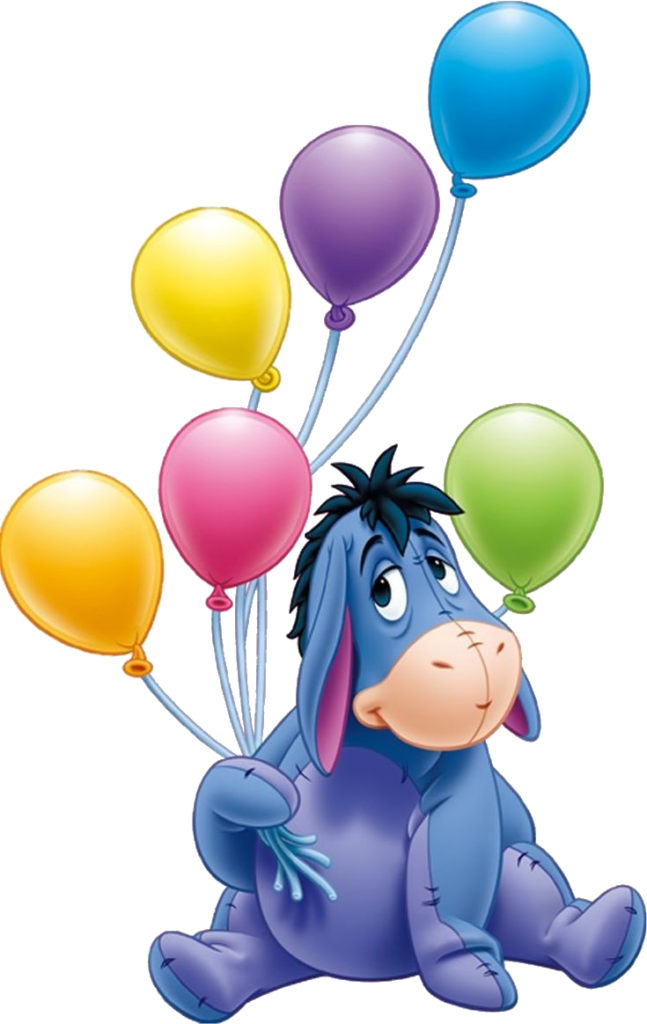 Winnie the Pooh Character Eeyore with Balloons Png